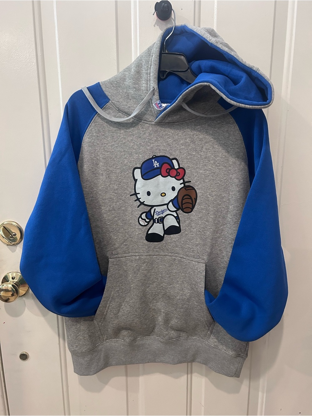 Hello Kitty Los Angeles Dodgers Blue & Gray Pullover Hoodie
